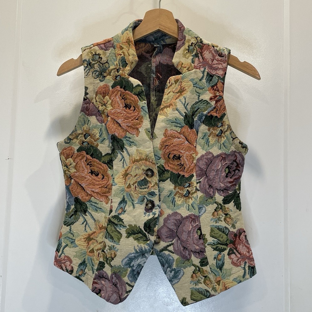 Floral Vest Womens  Tapestry S Cottagecore Artsy Coquette Statement